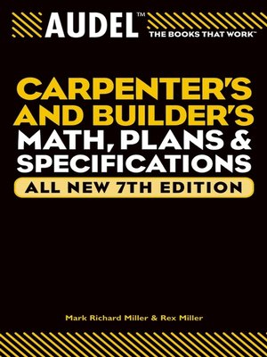 cover image of Audel Carpenter's and Builder's Math, Plans, and Specifications